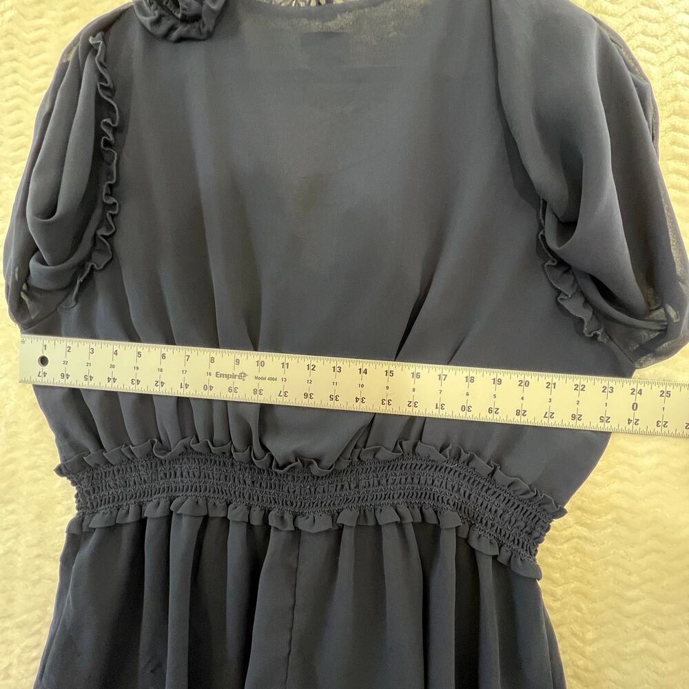 City Chic Blue Peplum Flowy Sheer Long Sleeve V Neck Blouse Top Womens Sz XXL 24 - Picture 8 of 11